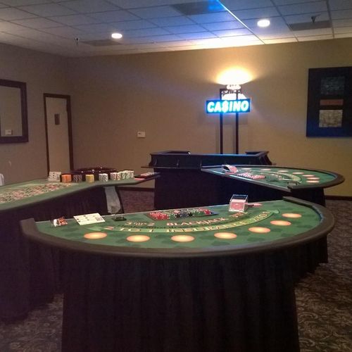 Intimate casino setting.