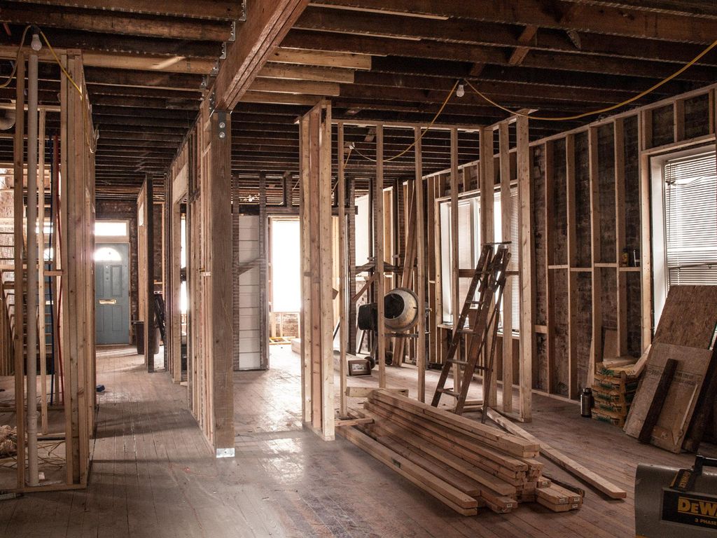 Urban residential renovation underway.