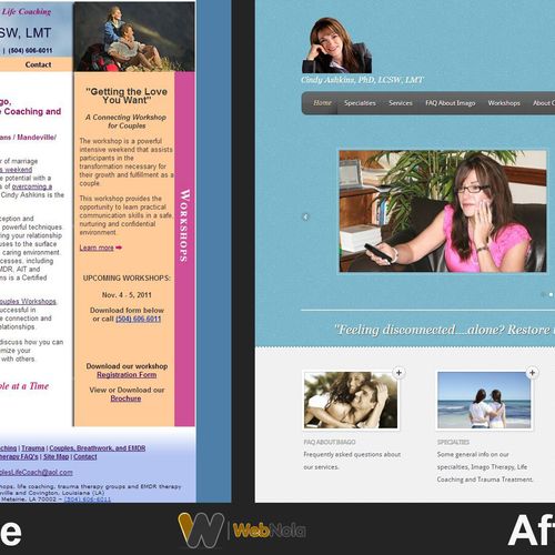New Orleans Marriage Counselor website before & af