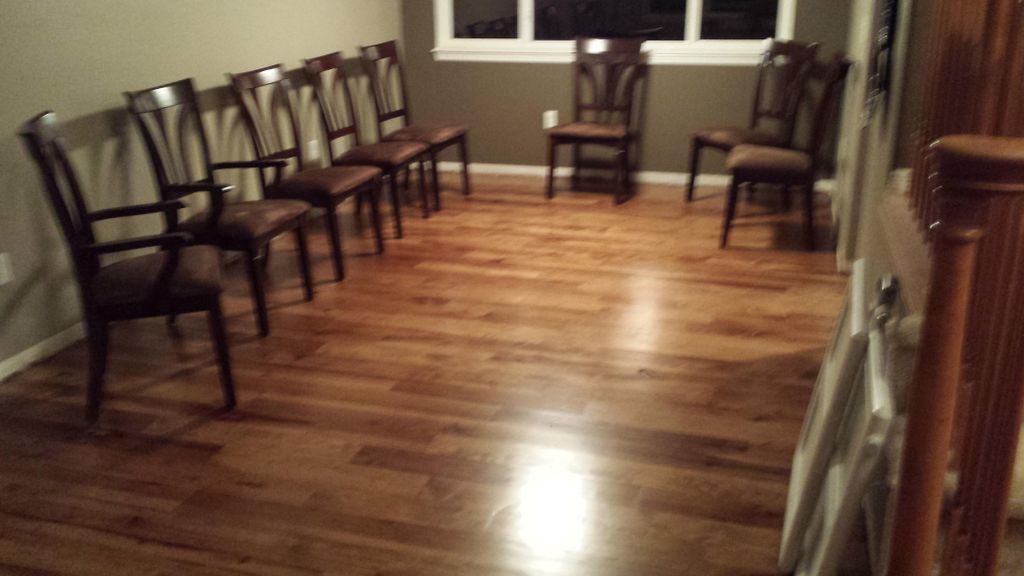 Hickory hardwood install, sand and finish.