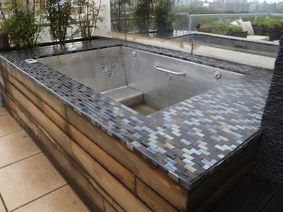 Installation of tiles. In this case bathtub on the