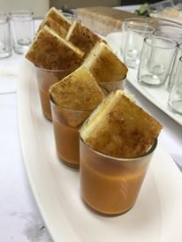 Tomato soup and grill cheese shooters