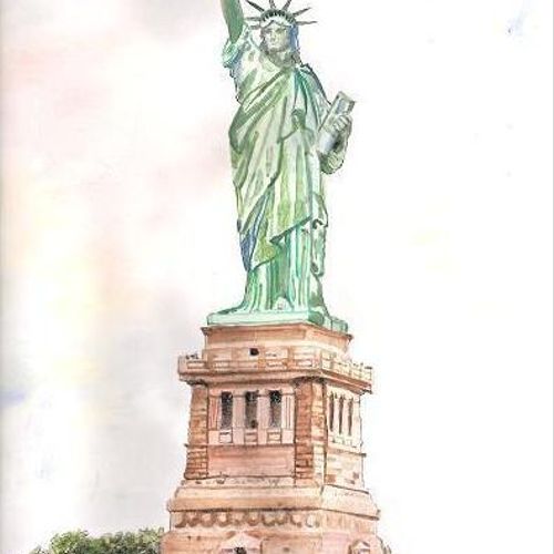 Statue of Liberty -  original watercolor by Gary S