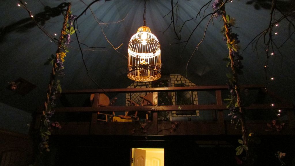 Tree house installed in the room, with extra room 