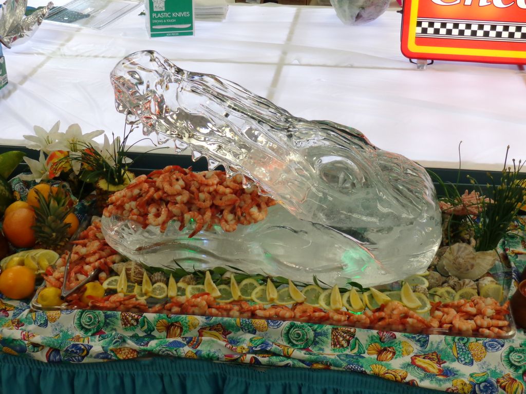 Ice gator head filled with shrimp