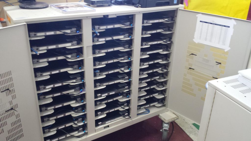 Laptops Cart Set up with LAN and Power wired
