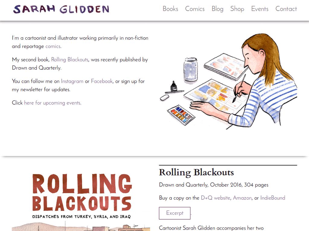 Portfolio site for graphic novelist Sarah Glidden.