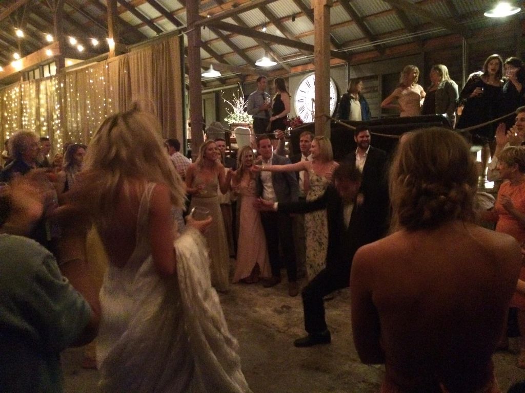 The Bride watching Dad get down! @Bloomfield Farms