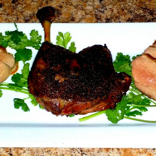 Duck two ways.
Pan seared duck breast and duck con