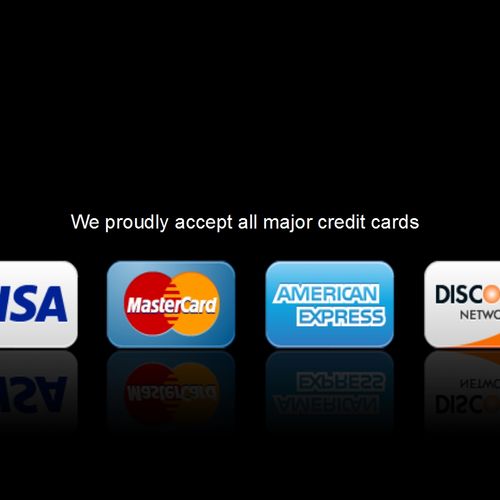 We proudly accept all major credit cards.