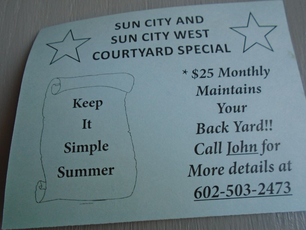 Small front or backyard specials-
