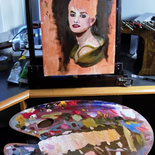Painting a portrait of Penelope Cruz