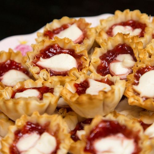 Creamy Berry Tartlets:
berry preserves and soy-cre