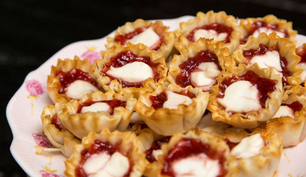 Creamy Berry Tartlets:
berry preserves and soy-cre