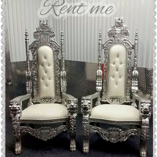lion head throne chairs 6ft ht 
2 pc of each gold 