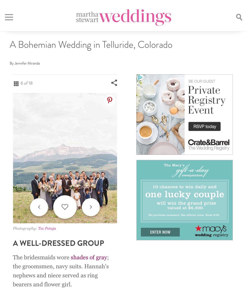 We were featured in Martha Stewart weddings magazi