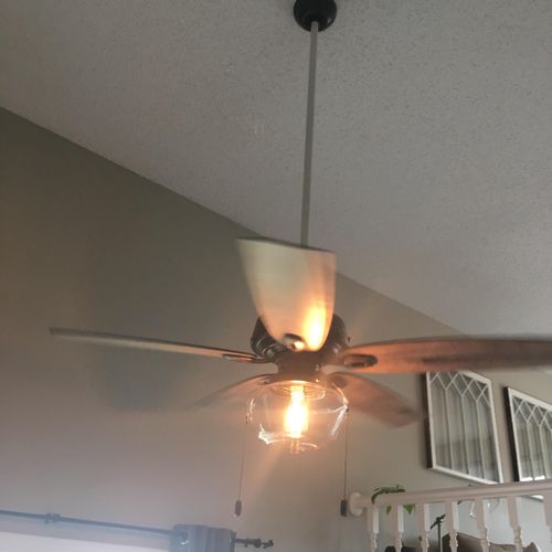 Drop style ceiling fan/light
