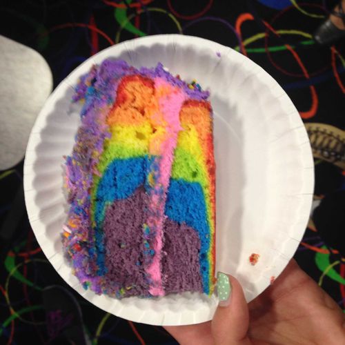 Inside of rainbow cake