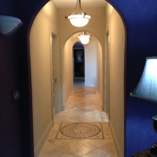 Built hallway connecting two buildings, built arch