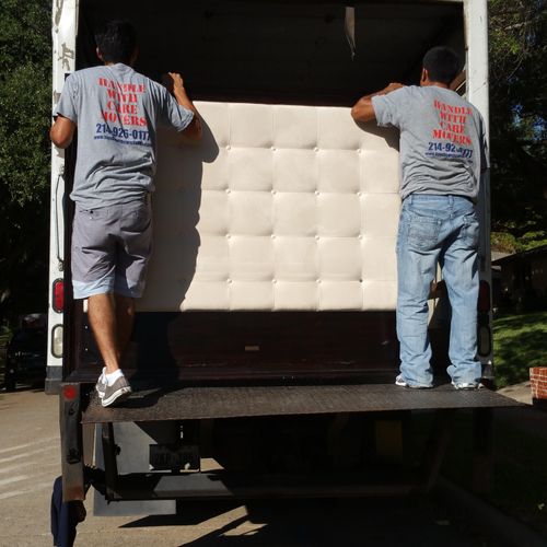 Two movers and one 300 LBS Headboard.