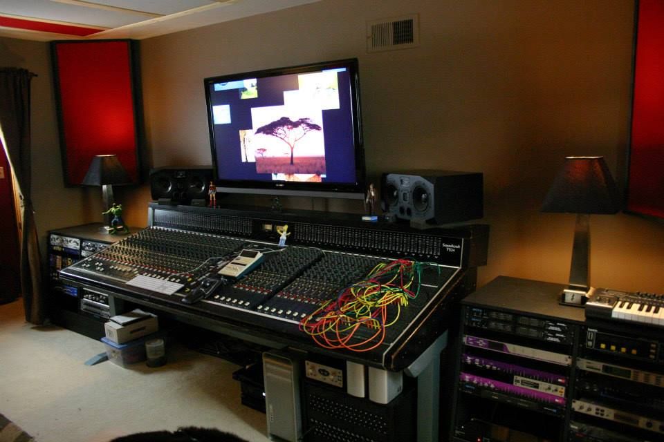 The control room in the studio