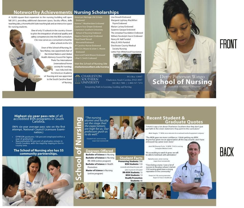 pamphlet for Charleston Southern University's nurs