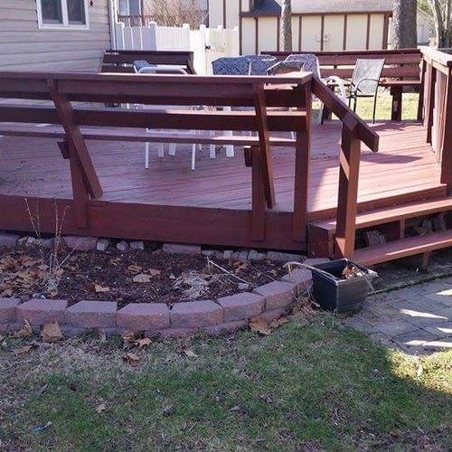 deck repairs and landscaping install,  patios as w