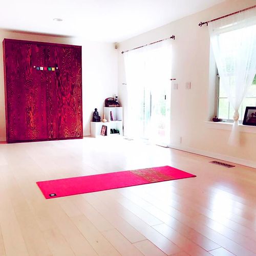 bright and clean residential yoga studio