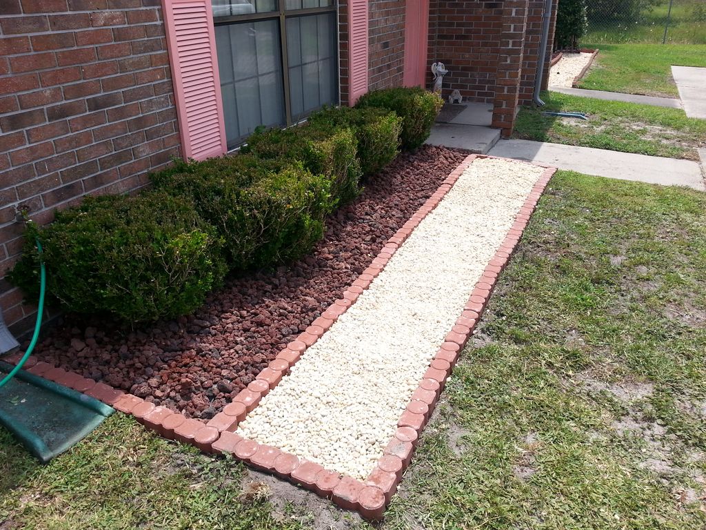 Flower bed edging and stone installation