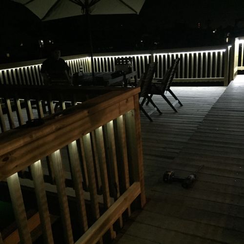 Deck built and LED lights installed under the rail