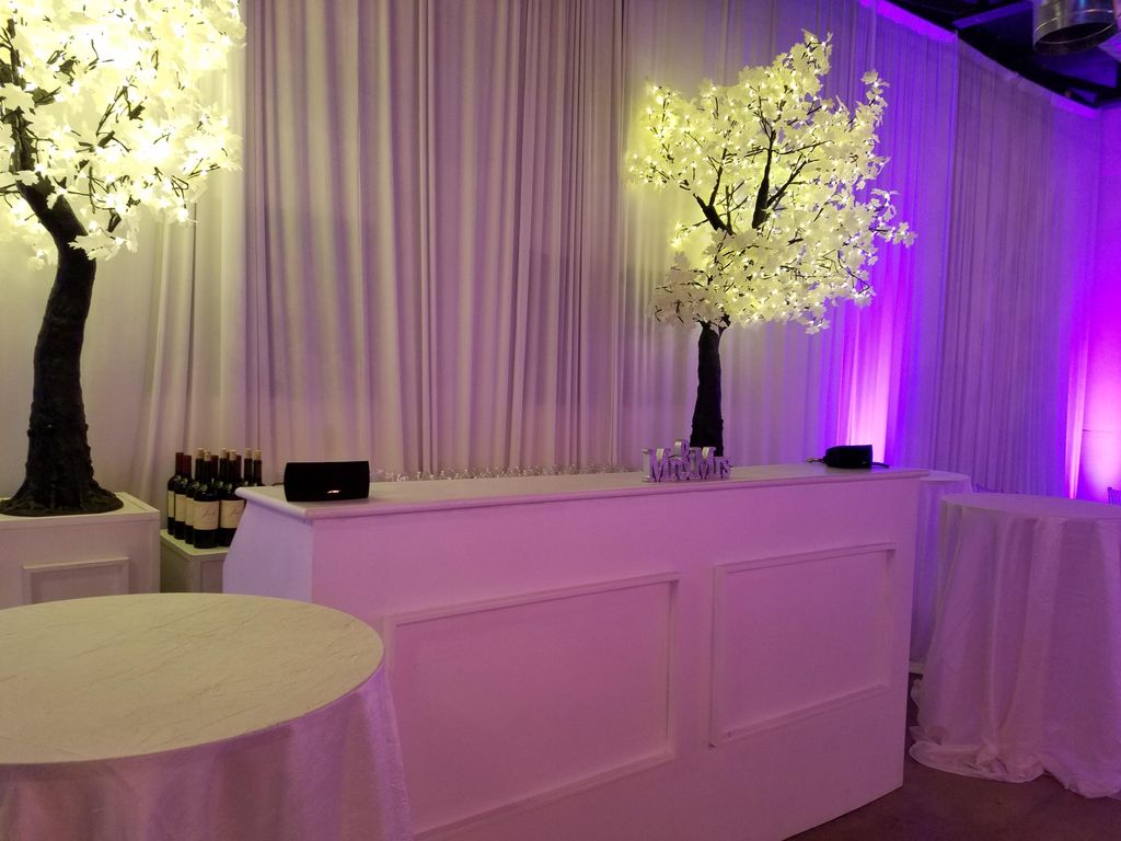 Bar at private event space for a wedding reception