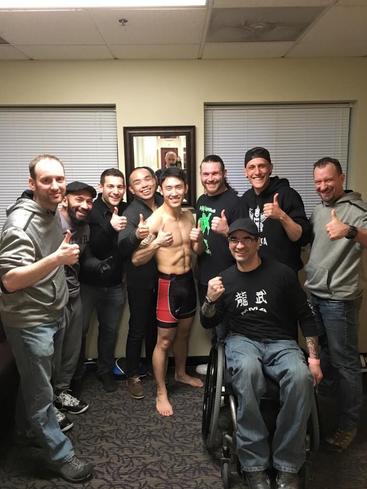 Celebrating the win with the team