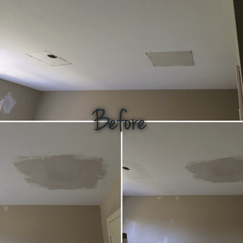 Relocate light, repair ceiling, install ceiling fa