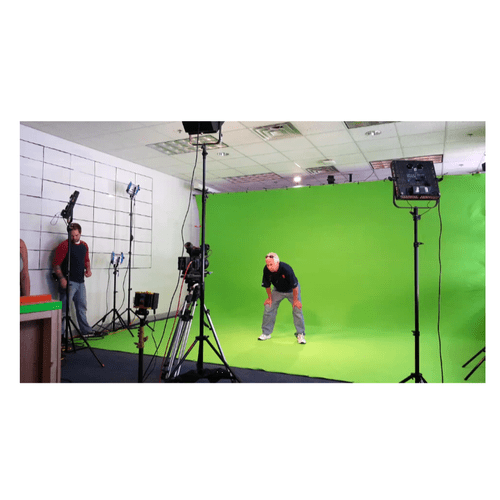 Setting up a green screen video shoot for Syracuse