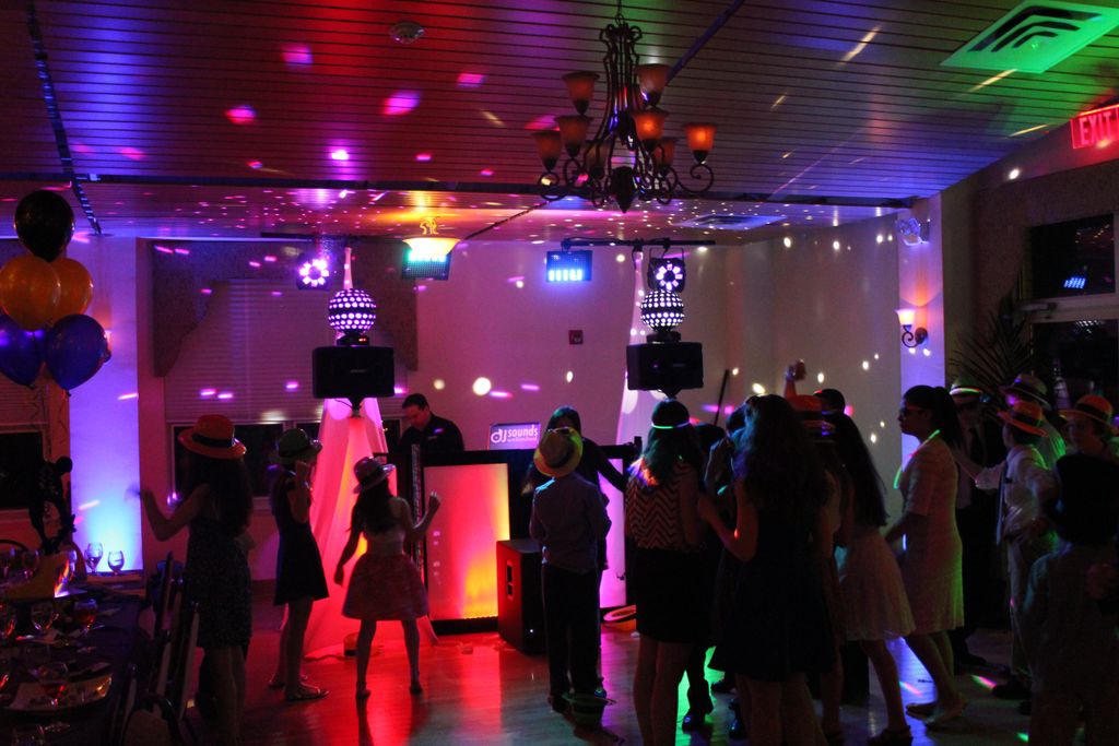 DJ set up with lights from Bar Mitzvah.