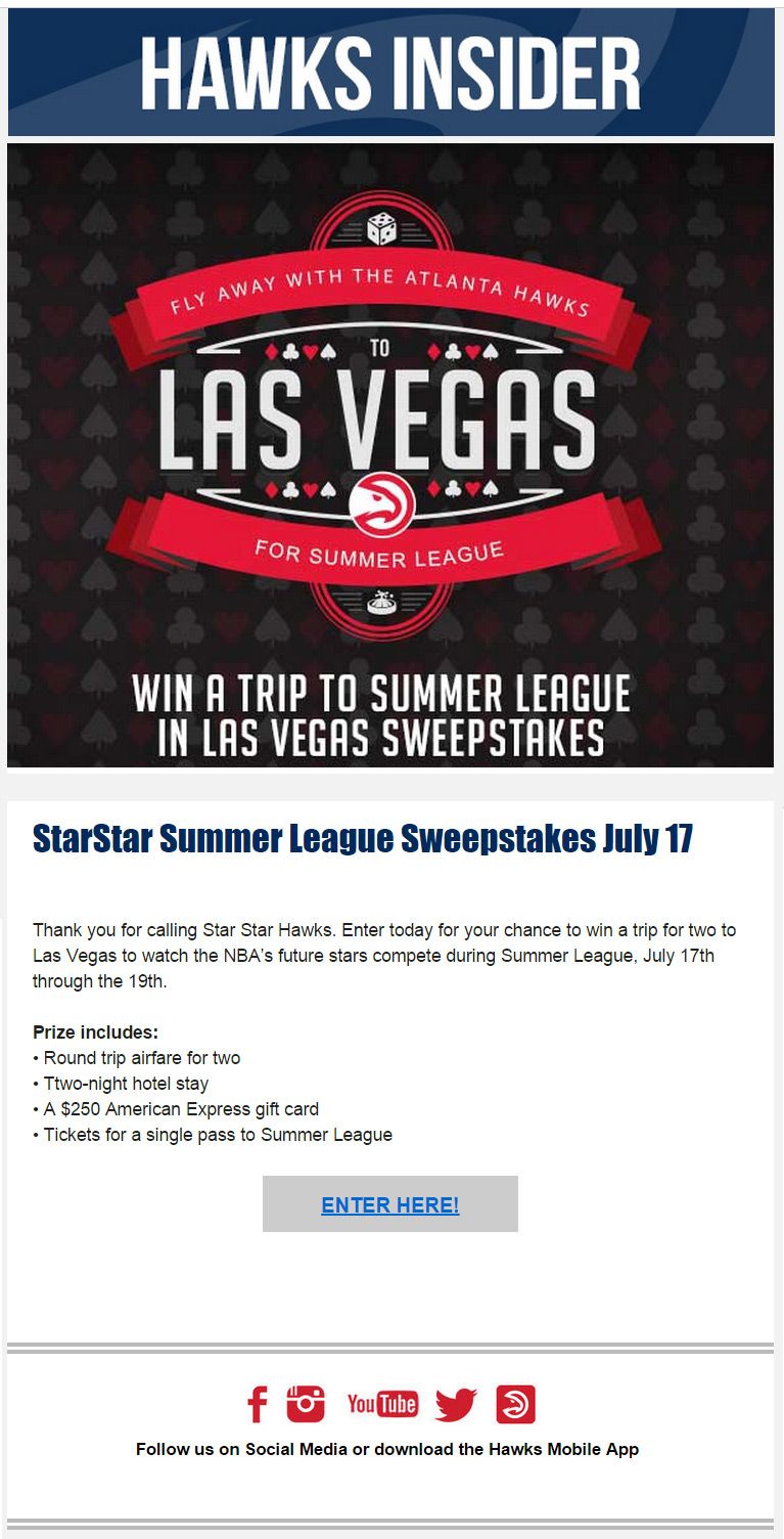 Email campaign for the Atlanta Hawks Basketball Cl