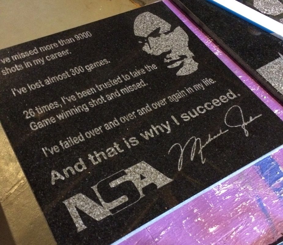 Custom Laser Engraved Black granite tile for the N