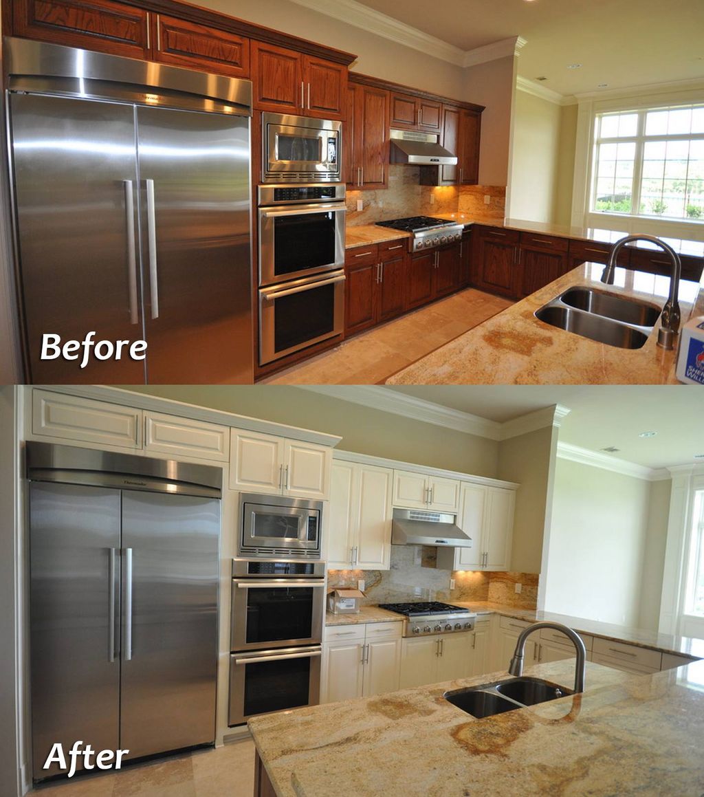 Before and after of a wonderful kitchen cabinet en