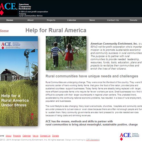 Website design for American Community Enrichment, 