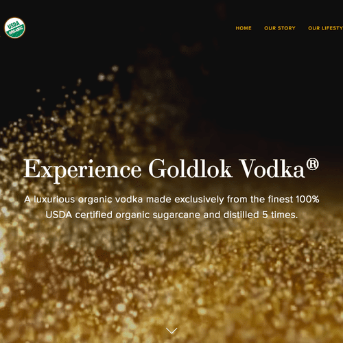 Web development for Goldlok Vodka featuring a moti