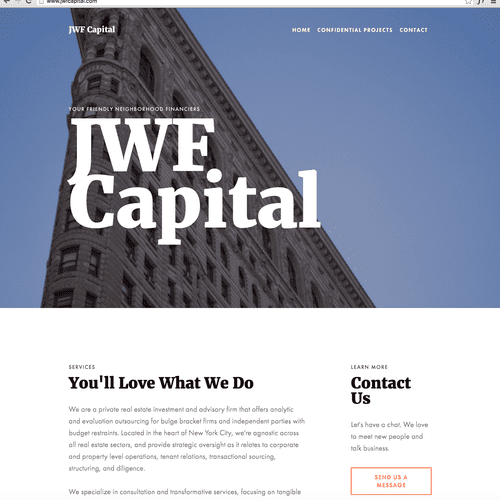 Website design for NYC based financier using Squar