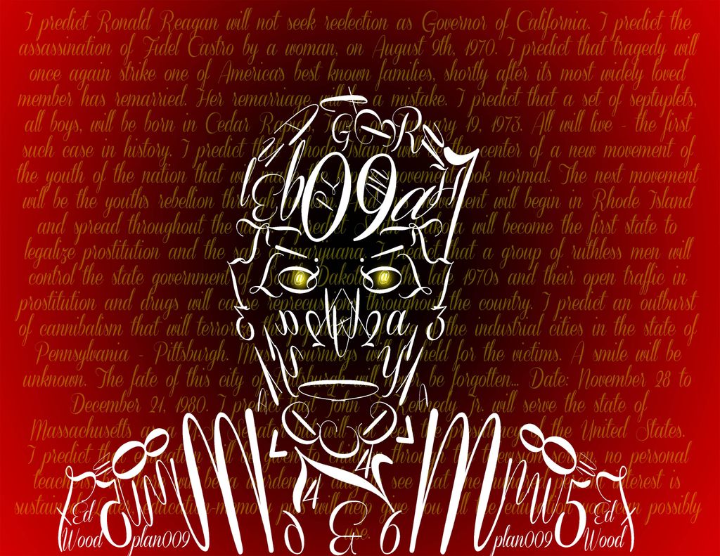 Typographic portrait of the pseudo-psychic Criswel