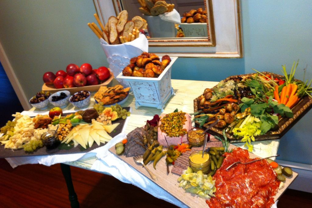 Crudite, Charcuterie & Cheese Plate staged and rea