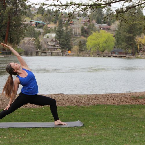Yoga at Pioneer Park in Bend, Oregon.