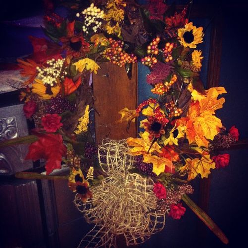 Fall Wreath with Burlap Bow