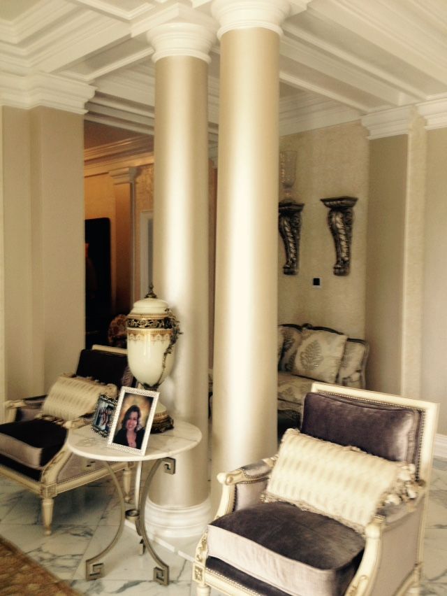 All the beams  & posts where papered in a shimmery