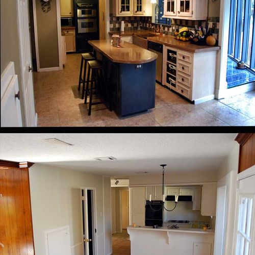 Kitchen Remodel including concrete counter tops, t