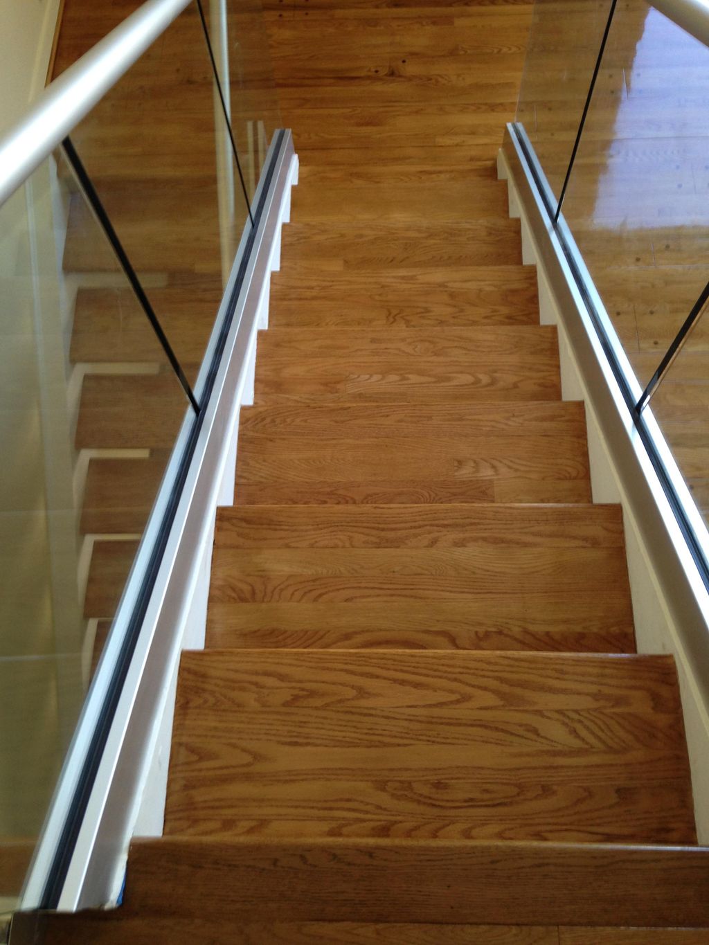 Solid stair threads refinished.