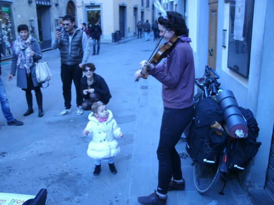 Christmas-time busking in Rimini, Italy 