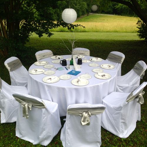 Silver Anniversary Party Table Setting